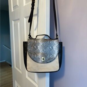 Fossil Black and Cream Crossbody Bag